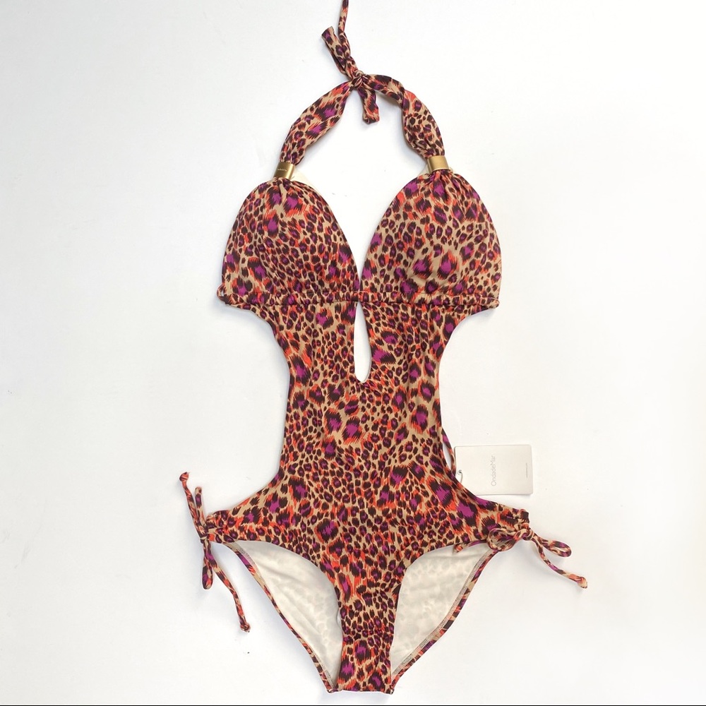 Ondade Mar Cutout Leopard Print Swimsuit, S NWT